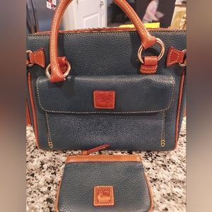 Dark teal and brown Dooney & Bourke purse and wallet set